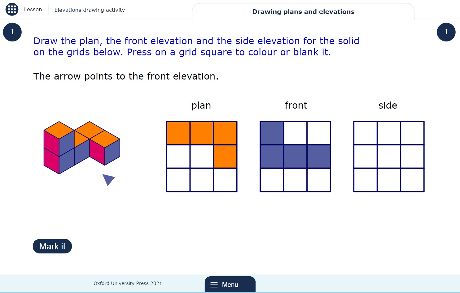 Screenshot of Elevations drawing activity