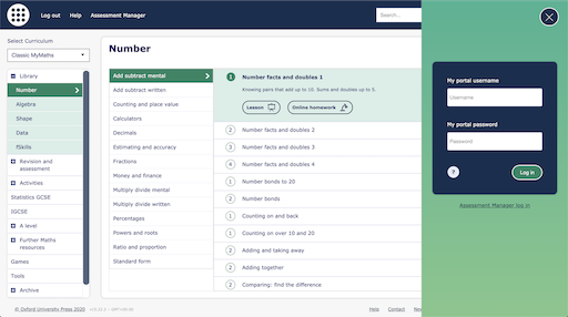 Screen shot of New MyMaths Library