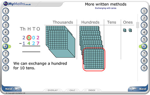 Primary MyMaths written methods example