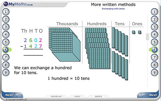 Primary MyMaths written methods example