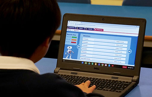 Primary pupil using MyPortal