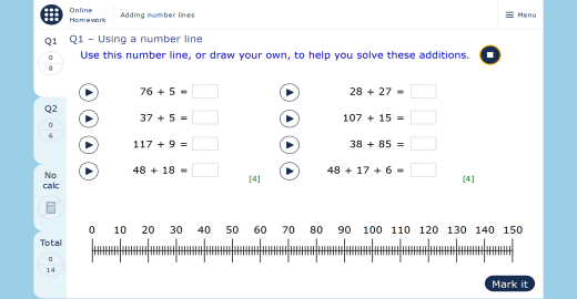 A MyMaths homework page showing read aloud buttons enabled.