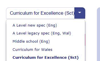 Secondary Curriculum Selector - CfE Scotland